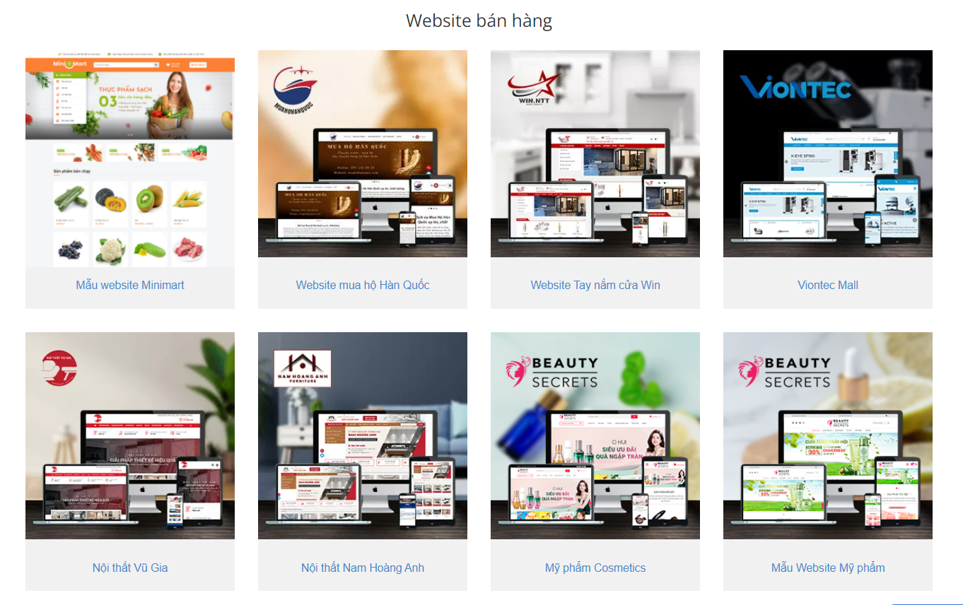 Một số mẫu thiết kế webiste bán hàng tại Creative Việt Nam